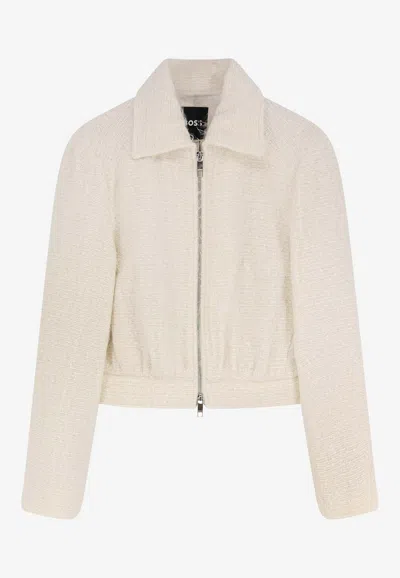 Hugo Boss Jocalen Wool-blend Jacket In White