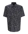 Hugo Boss Joe Leaf-print Short-sleeve Shirt In Black