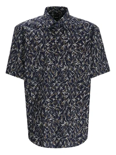 HUGO BOSS JOE LEAF-PRINT SHORT-SLEEVE SHIRT