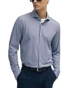 Hugo Boss Regular-fit Shirt In Structured Performance-stretch Material In Dark Blue