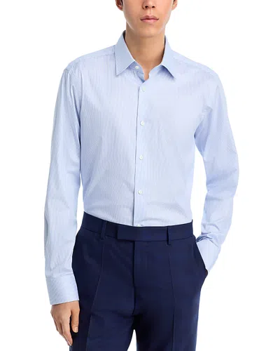 Hugo Boss Joe Stretch Striped Button-front Shirt In Blue