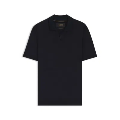 Hugo Boss Johnny-collar Polo Shirt In Cotton Piqué In Blue