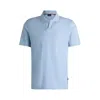 Hugo Boss Johnny-collar Polo Shirt In Mixed-structure Cotton In Blue