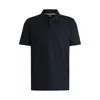 Hugo Boss Johnny-collar Polo Shirt In Mixed-structure Cotton In Blue