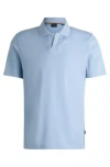 Hugo Boss Johnny-collar Polo Shirt In Mixed-structure Cotton In Light Blue