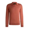 Hugo Boss Johnny-collar Regular-fit Sweater In Silk And Cotton In Red