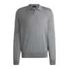 Hugo Boss Johnny-collar Regular-fit Sweater In Silk And Cotton In Silver