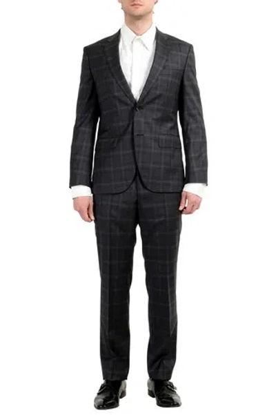 Pre-owned Hugo Boss "johnstons3/lenon1" Men's 100% Wool Gray Plaid Two Button Suit