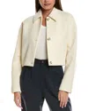 Hugo Boss Boss Joliane Chevron Stripe Wool Blend Jacket In White