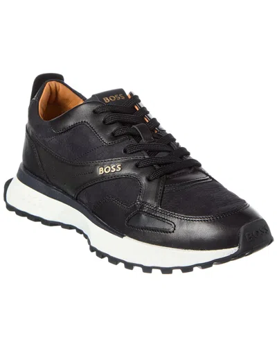Hugo Boss Jonah Leather Sneaker In Blue