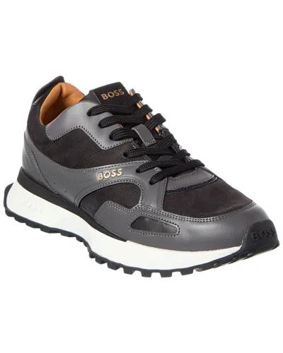 Hugo Boss Jonah Leather Sneaker In Gray