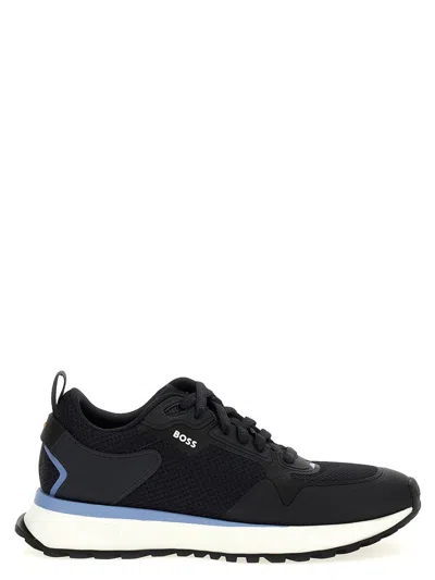 Hugo Boss Jonah Mixed-material Trainers With Mesh Details And Brandi In Dark Blue 401