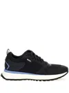 Hugo Boss Jonah Mixed-material Trainers With Mesh Details And Brandi In Blue