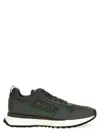 Hugo Boss Mixed-material Trainers With Large Side-panel Logo In Gray