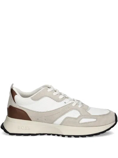 Hugo Boss Jonah Suede-panelled Sneakers In Neutrals