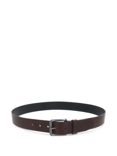 Hugo Boss Joris Leather Belt In Metallic