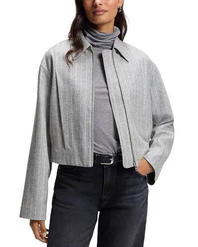 Hugo Boss Jossini Cropped Bomber Jacket In Gray