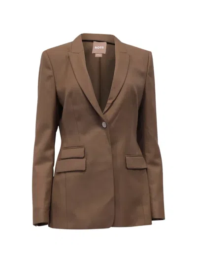 Pre-owned Hugo Boss Juicylara Wool Blazer In Brown