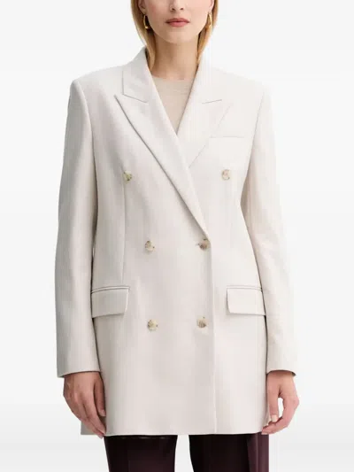 Hugo Boss Jukana Double-breasted Button Blazer In White