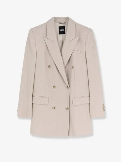 Hugo Boss Jukana Wool Blend Blazer In Gray