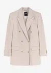 Hugo Boss Jukana Wool-blend Double-breasted Blazer In Neutral