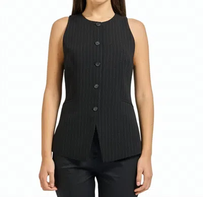 Hugo Boss Juleran All Over Pinstripe Vest Jacket In Black