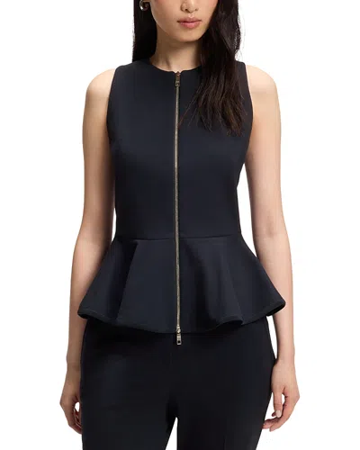 Hugo Boss Boss Julorna Zip Front Peplum Top In Black