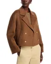 Hugo Boss Boss Jutano Contrast Print Double Breasted Wool Blend Jacket In Teak