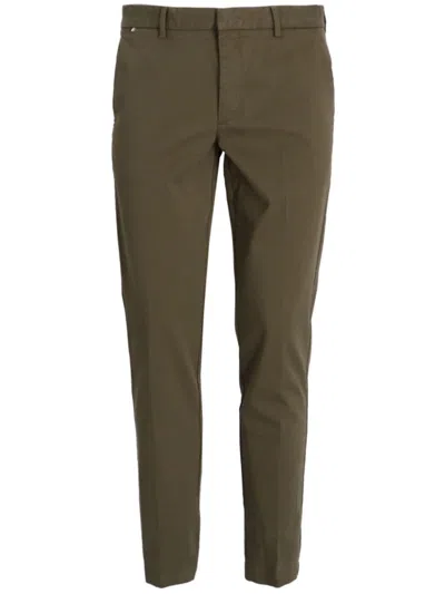 Hugo Boss Kaito Logo-patch Cotton-blend Trousers In Green