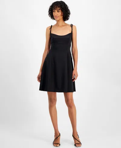 Hugo Boss Kamuran Mini Dress Womens Black Tie Spaghetti Straps A-line Fts1259