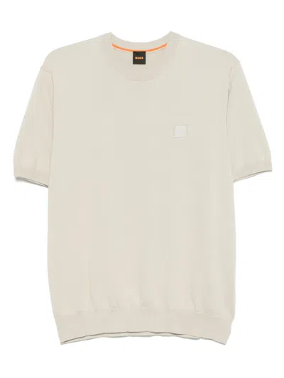 Hugo Boss Knit T-shirt In Cotton And Cashmere In Neutral