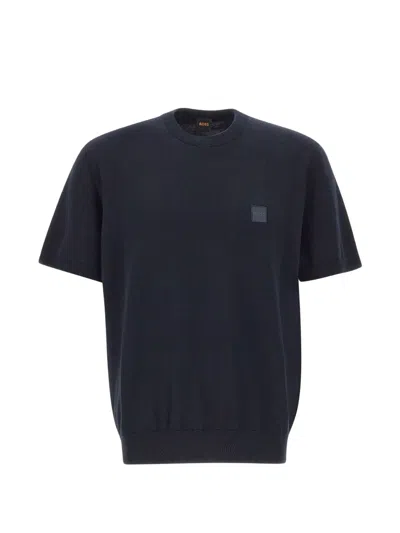 Hugo Boss Kanacho Logo Patch Short-sleeve T-shirt In Blue