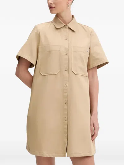 Hugo Boss Kandira Shirt Mini Dress In Neutral
