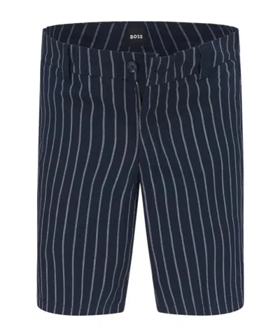 Hugo Boss Kane Pinstripe-pattern Shorts In Blue