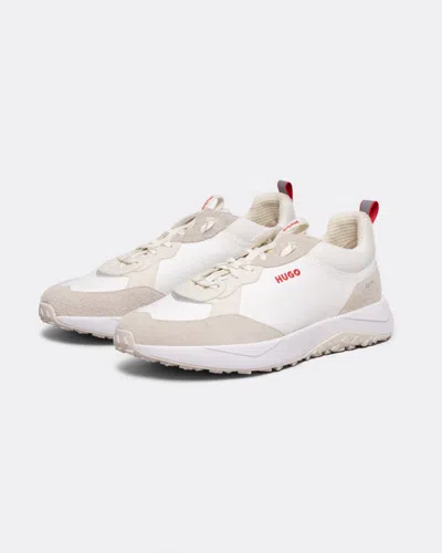 Hugo Boss Kane Runn Mens Mixed-material Trainers With Suede And Coated Canvas