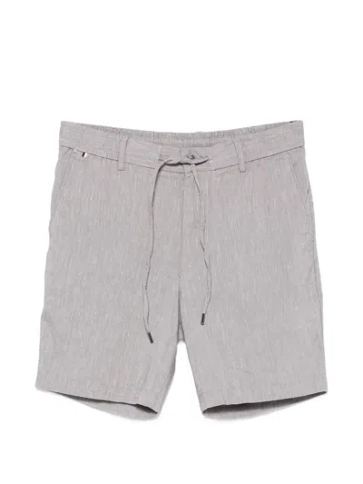 Hugo Boss Boss Linen-blend Drawstring Shorts In Blue