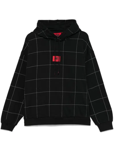 Hugo Boss Karierter Hoodie In Schwarz