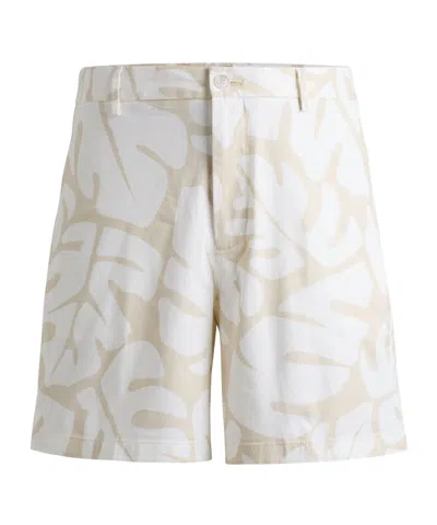 Hugo Boss Karlos Floral-print Chino Shorts In White