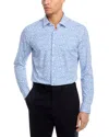 Hugo Boss Kenno Slim Fit Button Front Performance Shirt In Open Blue