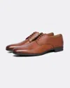 Hugo Boss Burnished-leather Derby Shoes With Piped Details In Brown