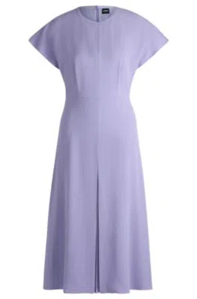 Hugo Boss Keyhole-neckline Dress With Pliss Insert In Purple