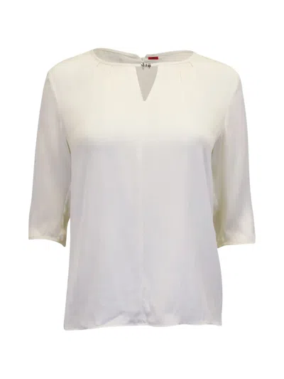 Pre-owned Hugo Boss Keyhole Quarter-sleeves Top In Neutral