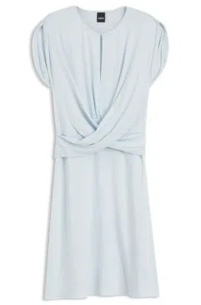 Hugo Boss Keyhole-neckline Dress With Wrap Detail In Blue