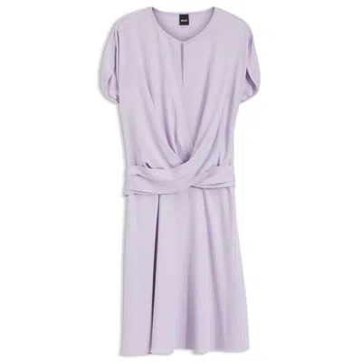 Hugo Boss Keyhole-neckline Dress With Wrap Detail In Purple