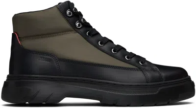 Hugo Boss Khaki & Black Lace-up Boots