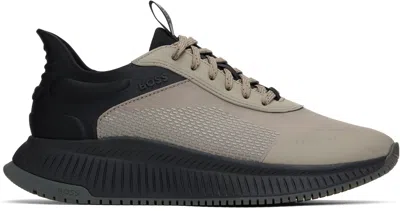 Hugo Boss Khaki & Black 'ttnm Evo' Sneakers In 399-open Green