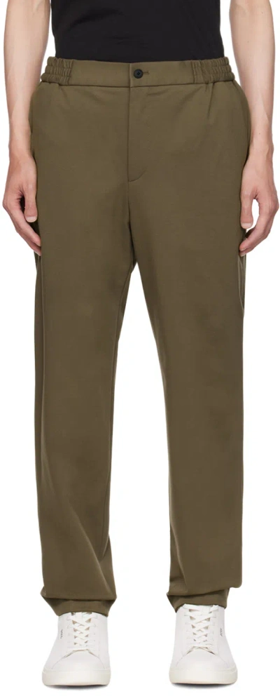 Hugo Boss Khaki Elasticized Trousers In 380- Open Green