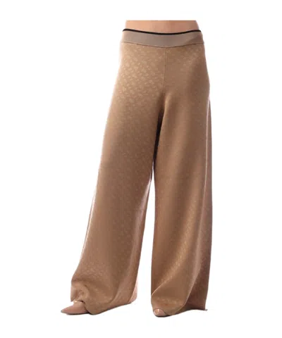 Hugo Boss Khaki Jacquard Knit Wide-leg Pant In Brown