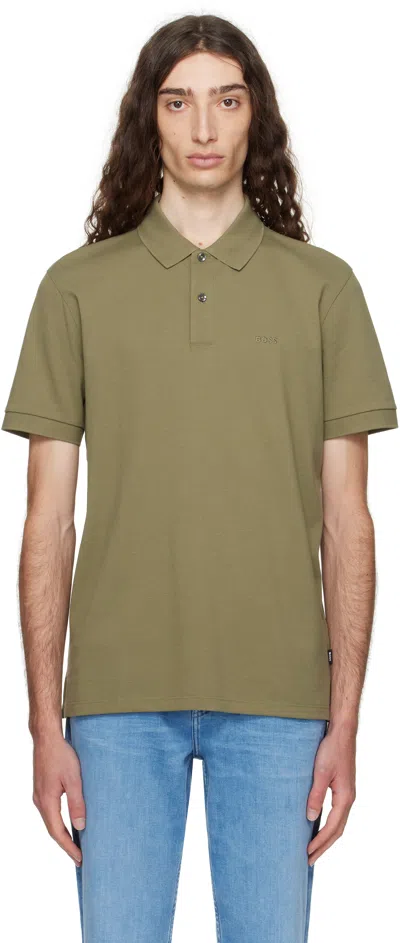 Hugo Boss Khaki Pallas Piqué Logo Polo