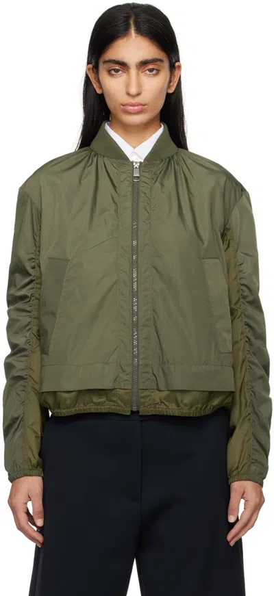 Hugo Boss Khaki Paneled Bomber Jacket In 306 Dark Green